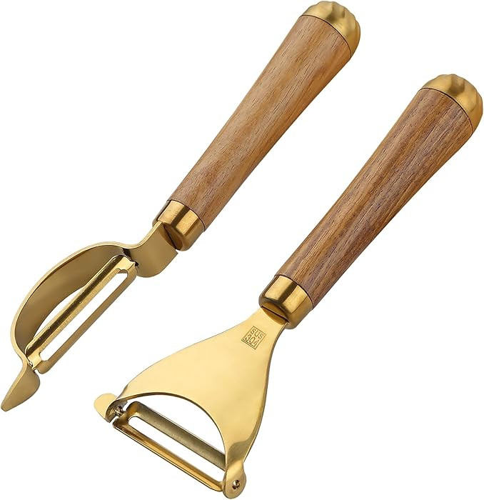Potato Peelers,Premium 304 Stainless Steel Vegetable Peeler Set, Rosewood Handle For Kitchen, Veg... | Amazon (US)