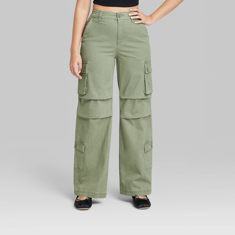 Women's High-Rise Cargo Utility Pants - Wild Fable™ Dark Green XXS | Target