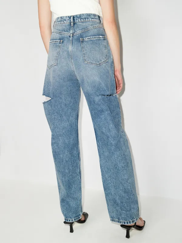 distressed straight-leg jeans | Farfetch Global
