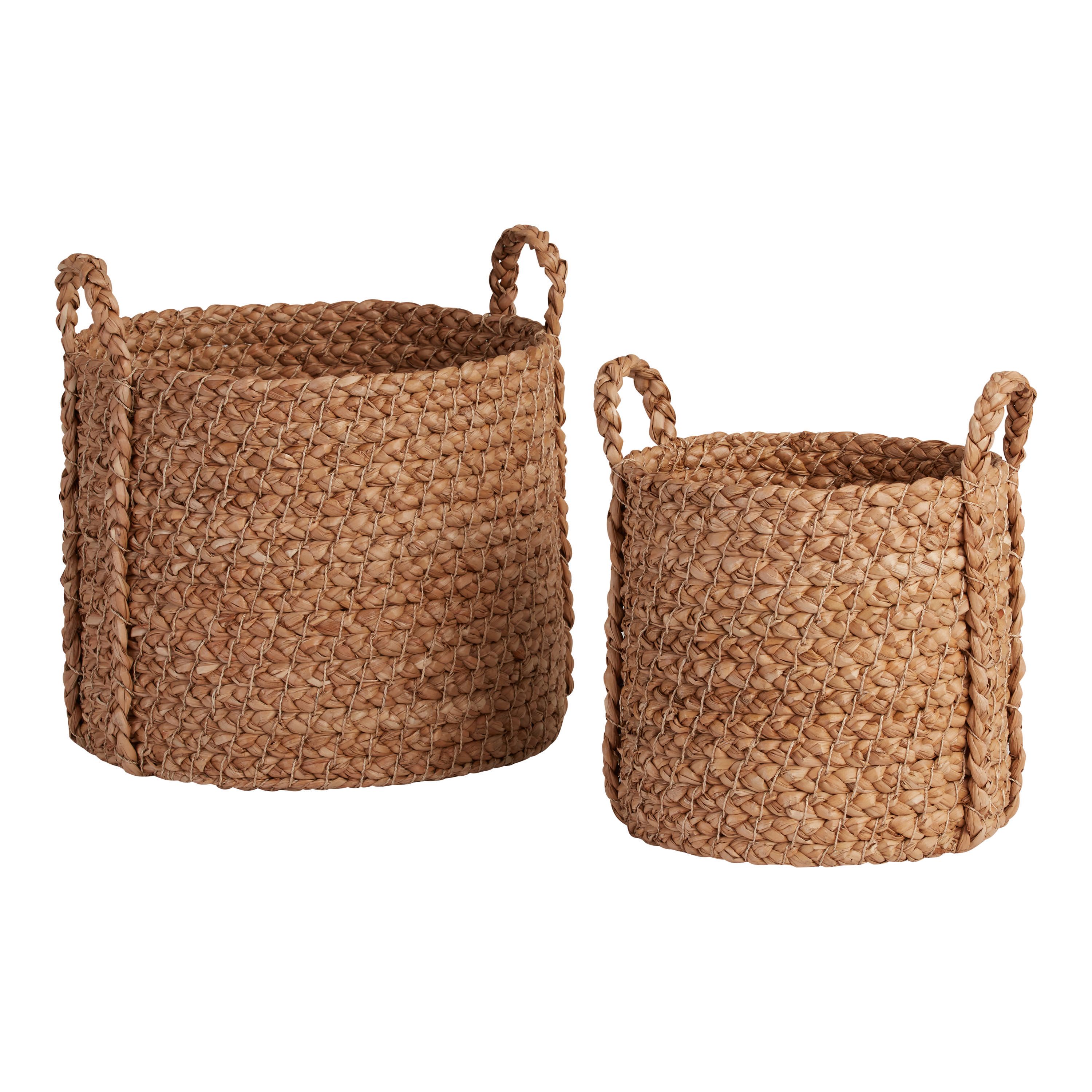 Leila Natural Hyacinth Braided Tote Basket | World Market
