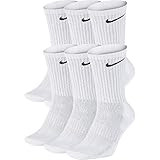 Nike Everyday Cushion Crew Socks, Unisex , White/Black, M (Pack of 6 Pairs of Socks) | Amazon (US)