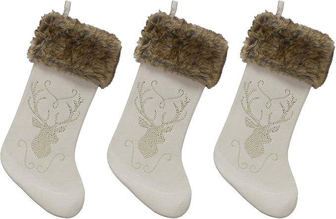 New Traditions Simplify Your Holiday 3-Pack 20 inch Faux Fur Stocking (Gold) | Amazon (US)