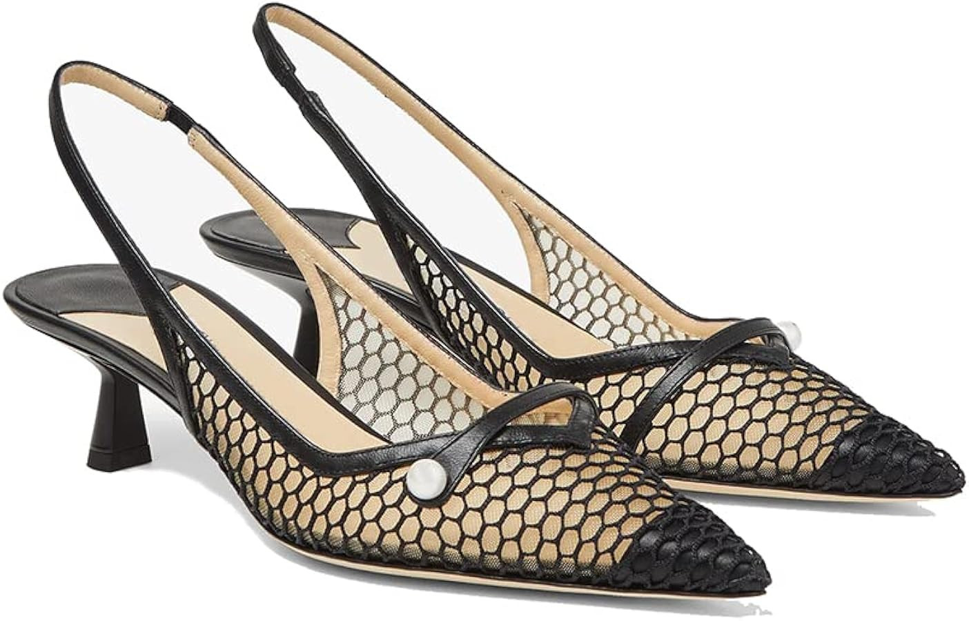 THESHY Women's Slingback Kitten Heel Glitter Pointed Toe Pearl Low Heel Pumps Casual Wedding Shoe... | Amazon (US)