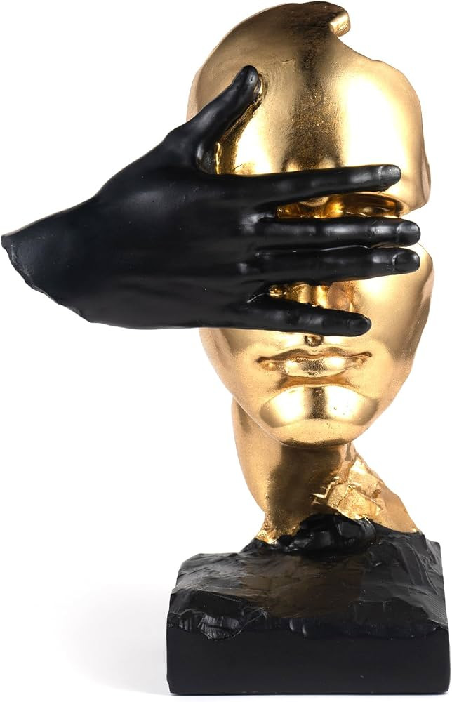 Thinker Statue for Home Decor-Gold Sculptures Decorative - 11.8" H Covering The Eyes Figurine for... | Amazon (US)