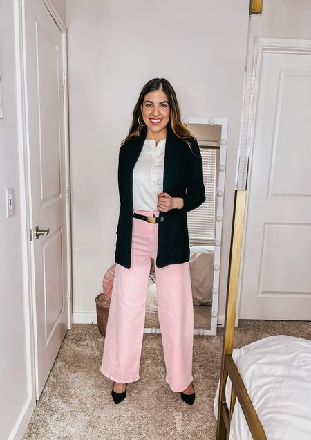 Such fun wide legs pants 🩷 Love the pink color and the pants come in other colors. Wearing size 2. Wearing XS in the blazer and blouse! 

Teacher Outfits | Work Wear


#LTKfindsunder50 #LTKworkwear #LTKSeasonal