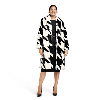 Women's Houndstooth Faux Fur Coat - Sergio Hudson x Target Black/White | Target