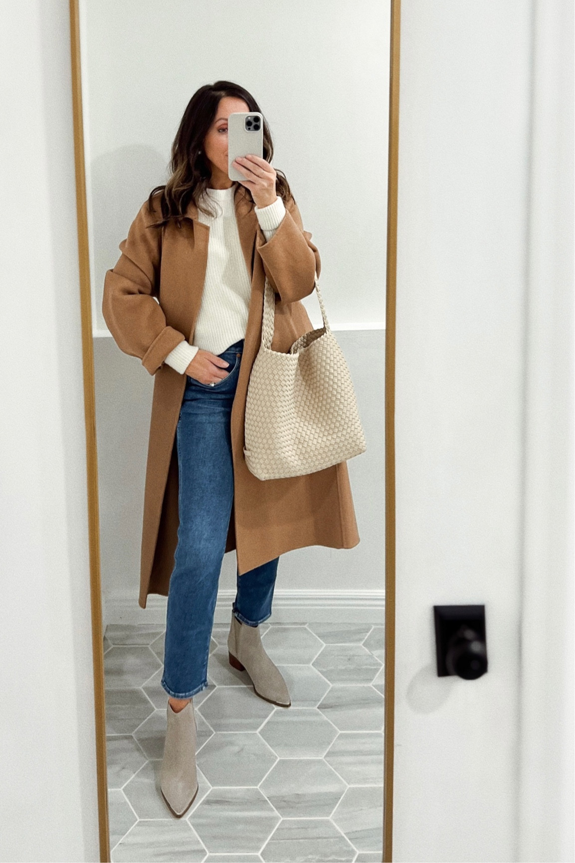 Jeans - if in between sizes, size down.  Very comfortable jeans! 
Booties tts and come in more colors. 
Oversized coat tts.  
Sweater old but linking super similar option. 

#LTKstyletip #LTKsalealert #LTKshoecrush