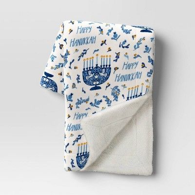 Happy Hanukkah Printed Plush Throw Blanket - Threshold™ | Target