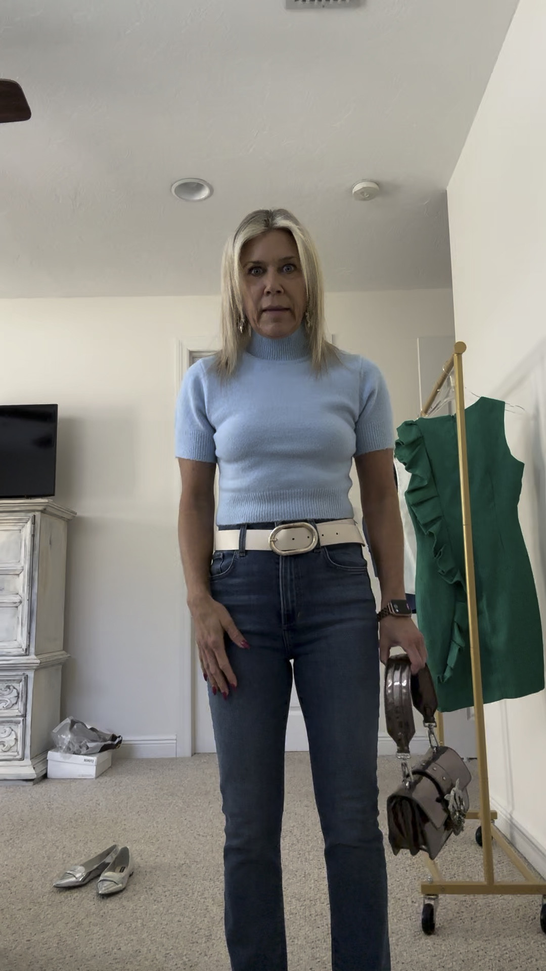 Cozy earl fall vibes. This cropped blue sweater is eye-catching with so many ways to style it for daytime or night. Fire true to size. I’m Wearing XXS/XS. If between sizes, size down unless you are really busty.

#LTKStyleTip #LTKFindsUnder100 #LTKOver40