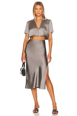 L'Academie Tabitha Skirt in Slate Gray from Revolve.com | Revolve Clothing (Global)