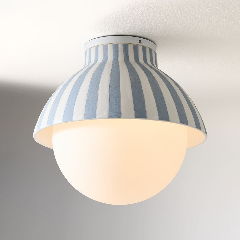 West Elm x PBK Striped Ceramic Flush Mount (12") | West Elm (US)