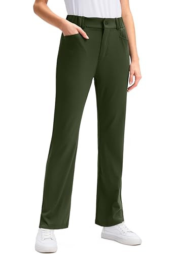 SANTINY Women's Golf Pants with 5 Pockets High Waisted Quick Dry Stretch Pants for Women Travel Work Casual (Olive Green_M) | Amazon (US)