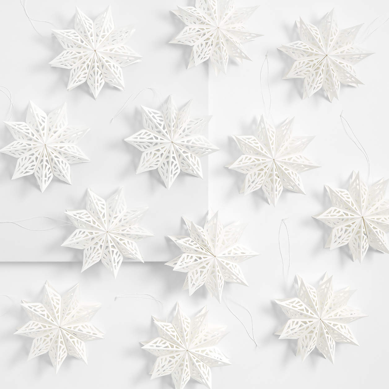 Snow Day Cutout Snowflake Christmas Tree Ornaments, Set of 12 + Reviews | Crate & Barrel | Crate & Barrel