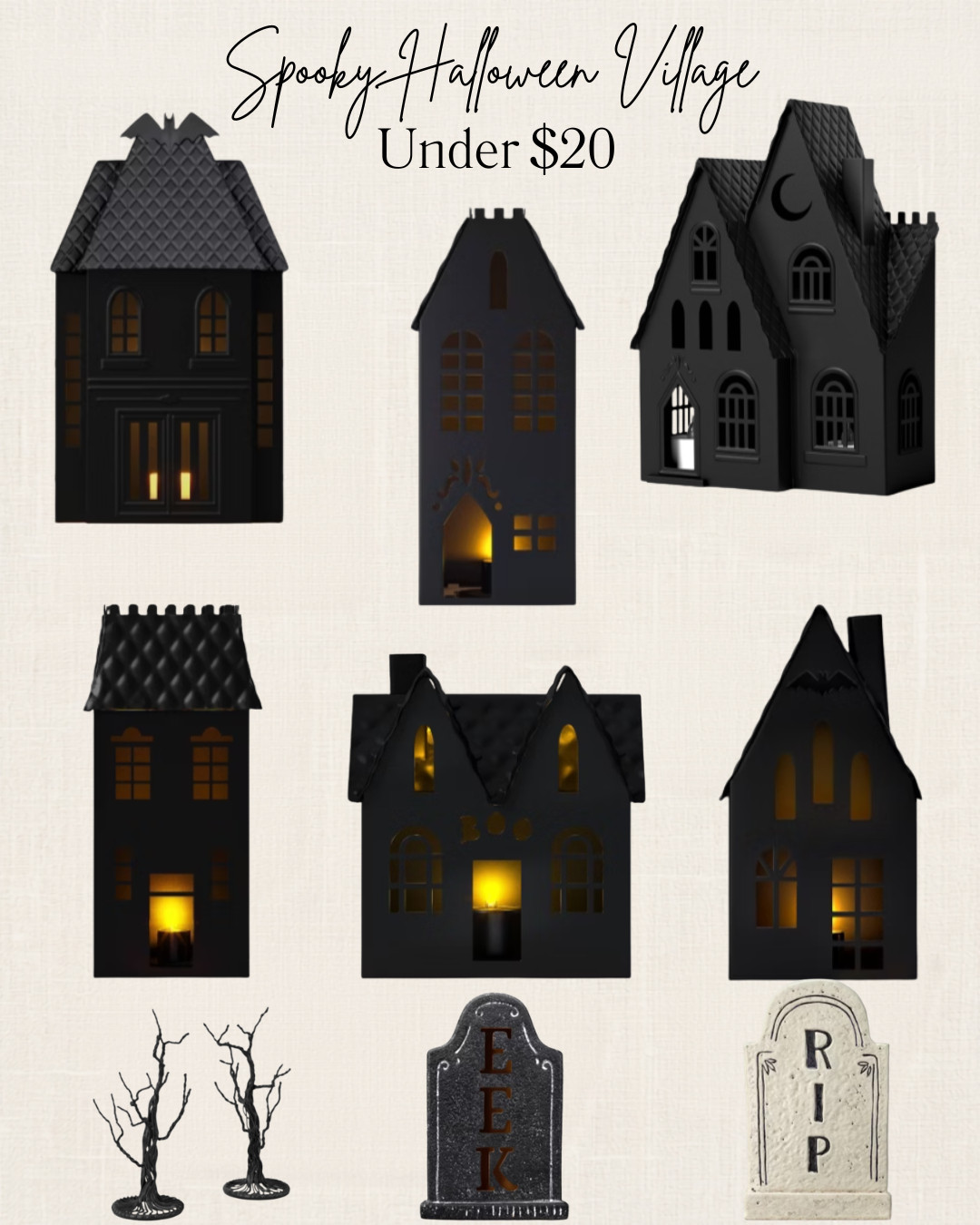 👻 Spooky Halloween Village finds under $20! 🖤🏚️

Most of these pieces are just $5–$10, and they have that moody, detailed look that reminds me of the Pottery Barn and Anthropologie Halloween villages—without the price tag!

If you already have a village collection, these would be SO fun to mix in. I have a Pottery Barn Halloween village myself, and I think these pieces (and the little accessories!) would blend right in with my current set. 🕯️🦇

A great way to expand your village without spending a fortune—or start a spooky little village of your own! 🖤

Shop the collage through my LTK! ✨

#HalloweenDecor #HalloweenVillage #HalloweenVillageDecor #SpookyDecor #HalloweenHomeDecor #PotteryBarnHalloween #AnthropologieHome #HalloweenFinds #AffordableHalloweenDecor #FallDecor #SpookySeason #AmazonFinds #TargetFinds
 

 #LTKOver40 #LTKHome