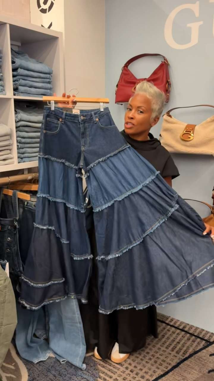 I need to show ya'll these GUESS jeans, we know we love some denim! LOOK AT THE WIDE LEG. Plenty of stretch for that peach. ✨ 

 #LTKCon Denim 

#LTKSeasonal #LTKOver40 #LTKStyleTip