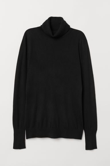 H & M - Fine-knit Turtleneck Sweater - Black | H&M (US + CA)