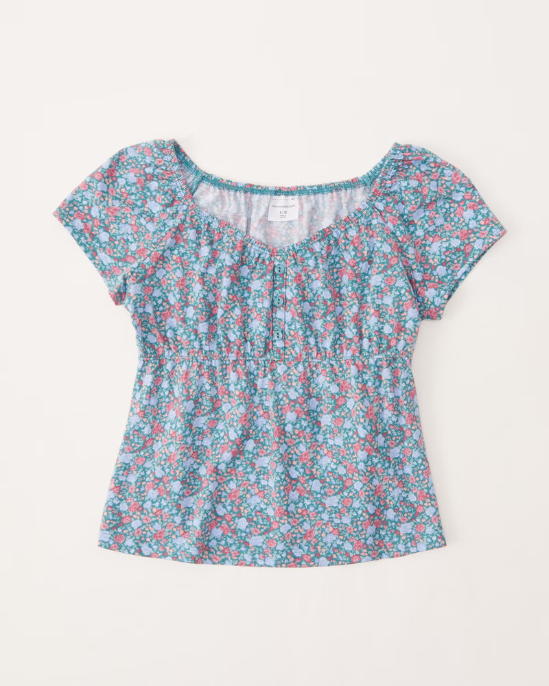 pattern cinched waist button-through tee | Abercrombie & Fitch (US)