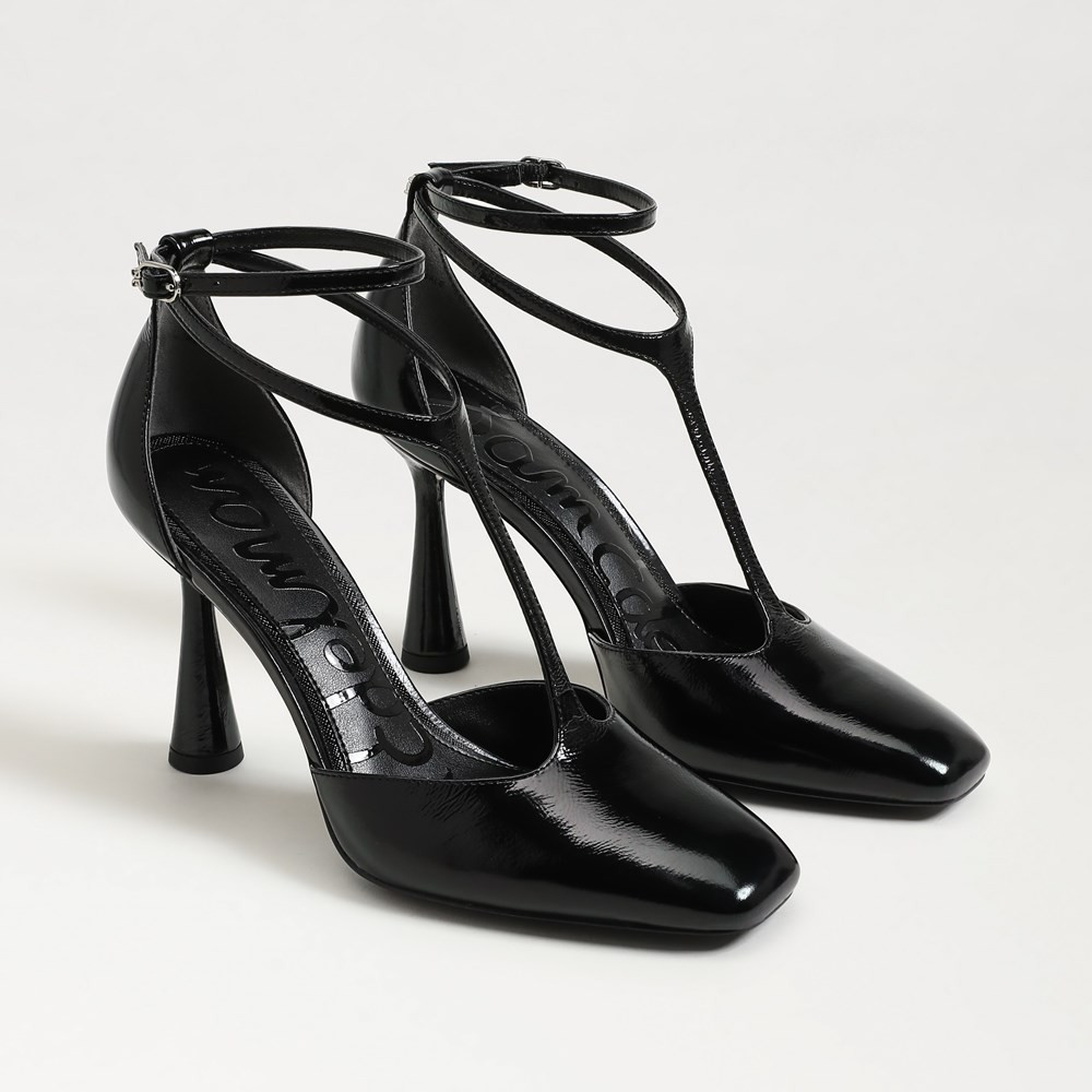 Sam Edelman Everett T-Strap Pump Black Leather | Sam Edelman