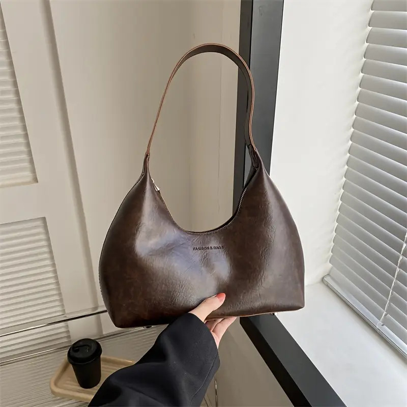 Retro Underarm Bag Minimalist Shoulder Bag Trendy Pu Leather - Temu | Temu Affiliate Program