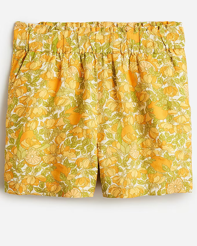 Pull-on linen short in limone print | J. Crew US