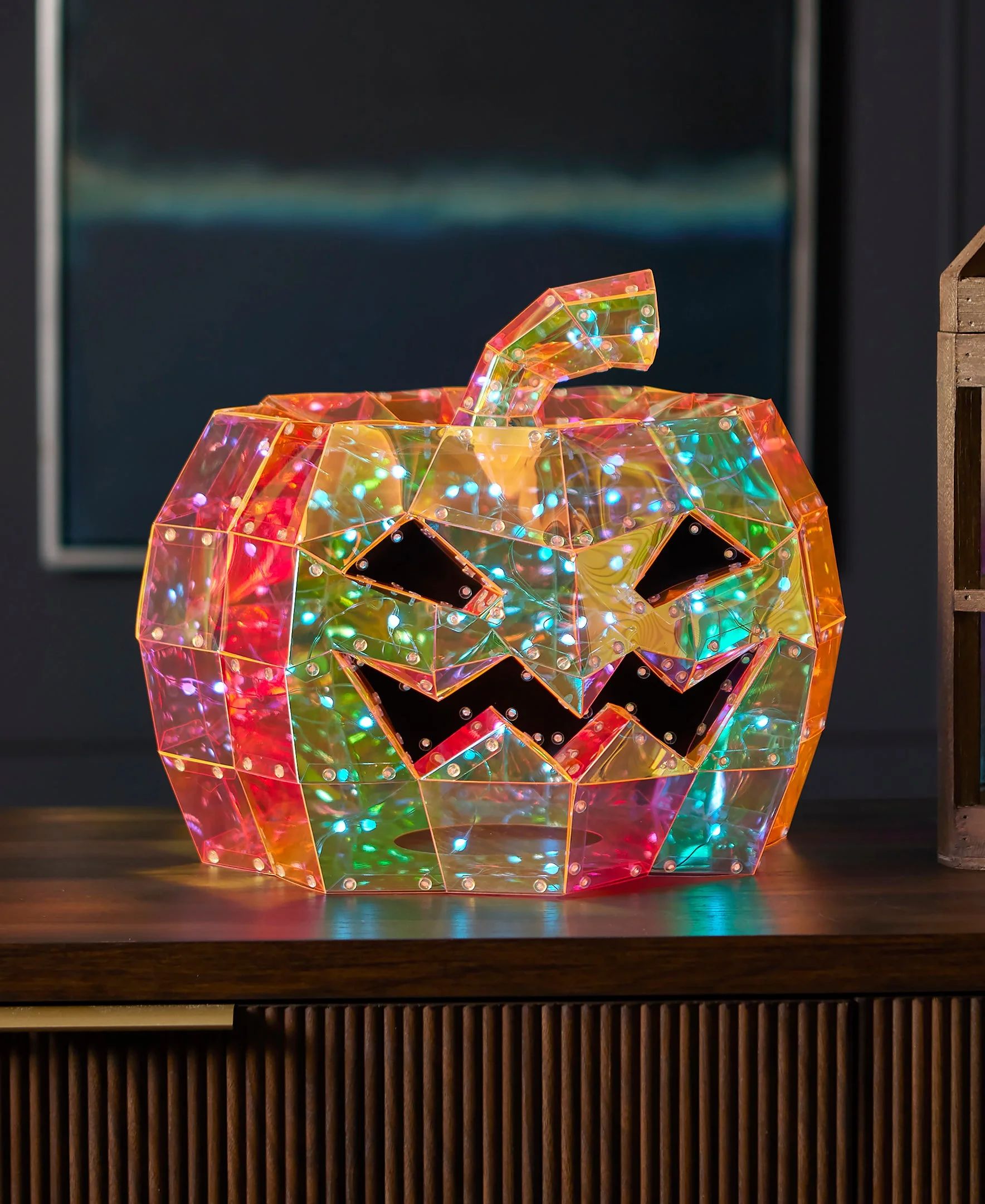 Seasonal LLC Halloween LED Lights - Prismatic Iridescent Pumpkin 16", Indoor Decoration, Bluetoot... | Walmart (US)