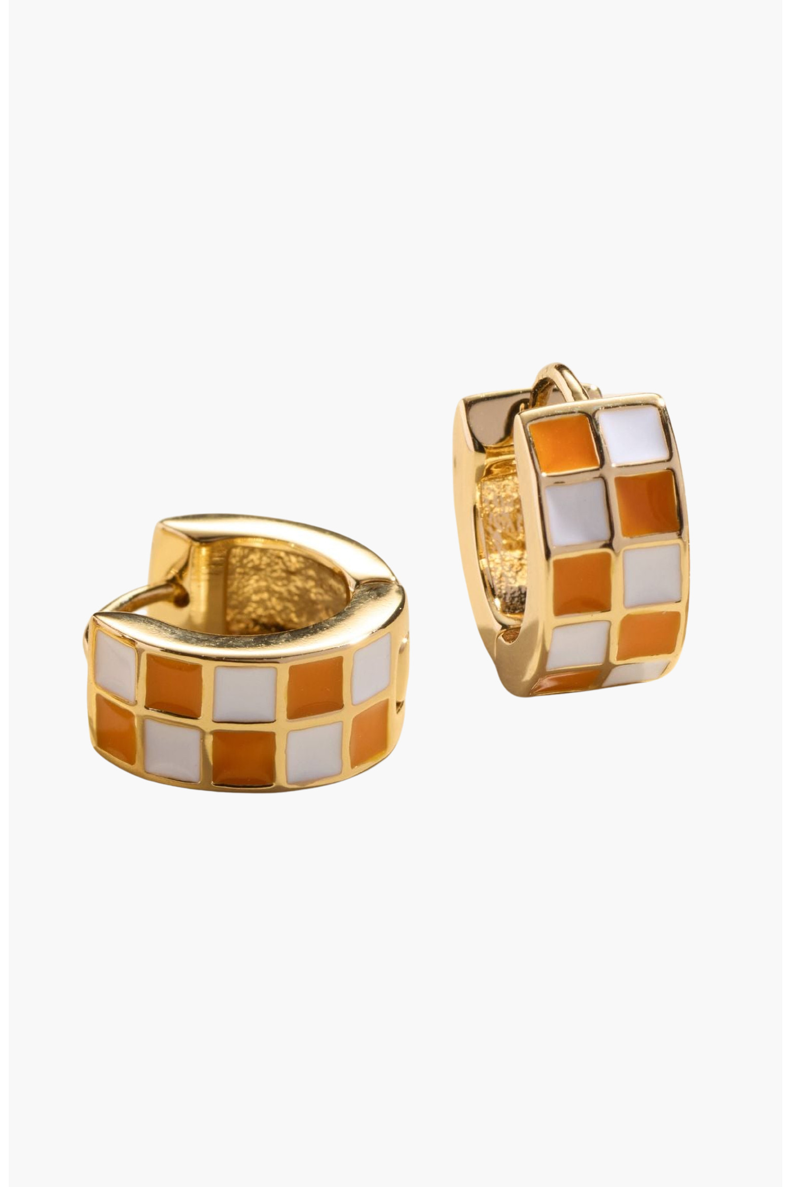 Checkered Enamel Huggies (Women) | Nordstrom | Nordstrom