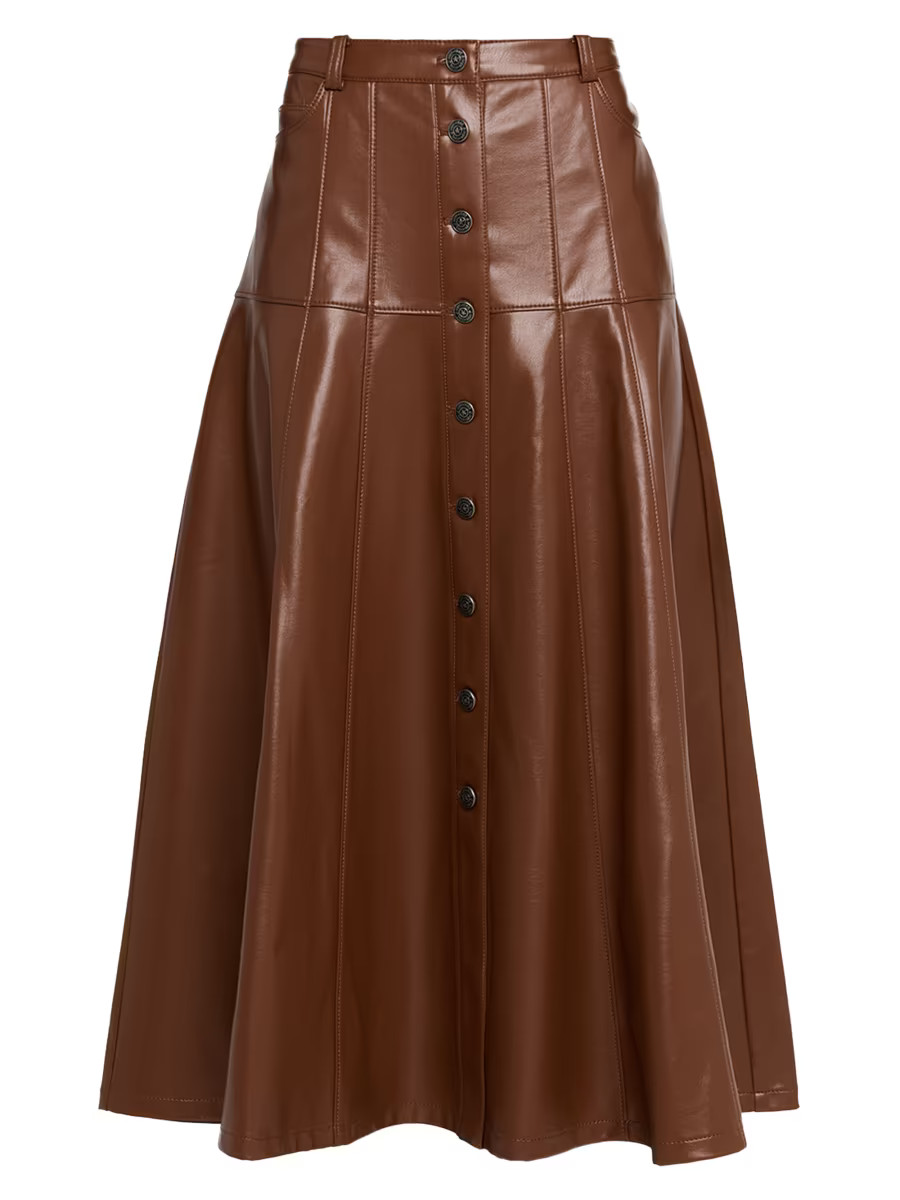 Veena Vegan Leather Midi-Skirt | Saks Fifth Avenue