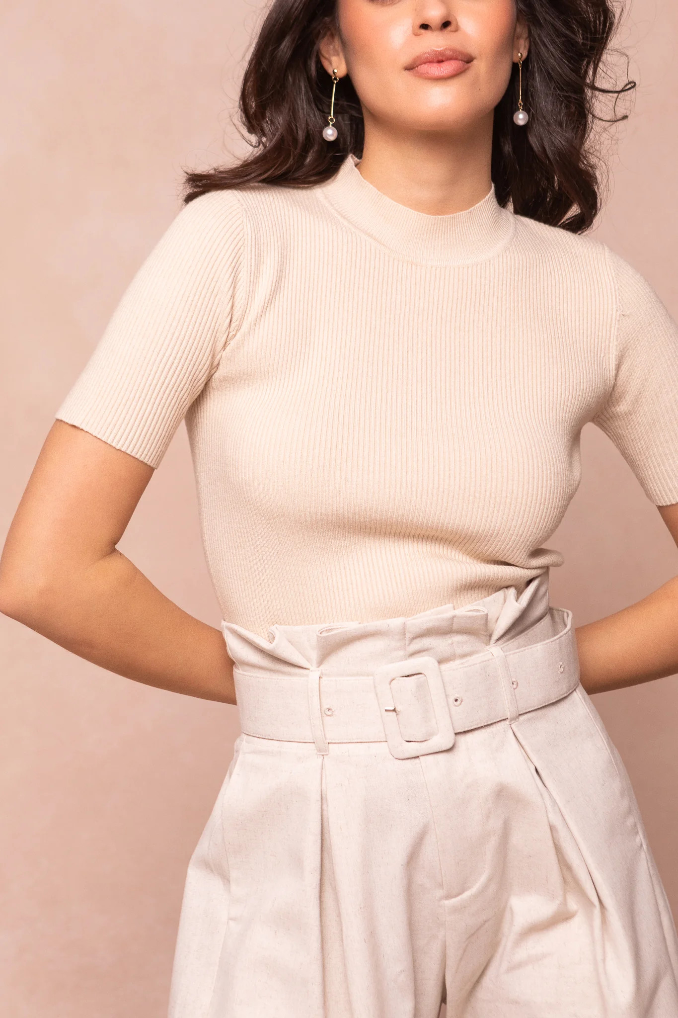 Lexie Short Sleeve Top in Cream | Ivy City Co