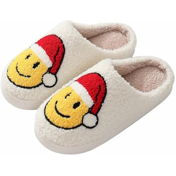 DRSLPAR Fuzzy House Slippers for Women Smiley Face - Christmas Cozy Memory Foam Woman Slipper Indoor | Amazon (US)