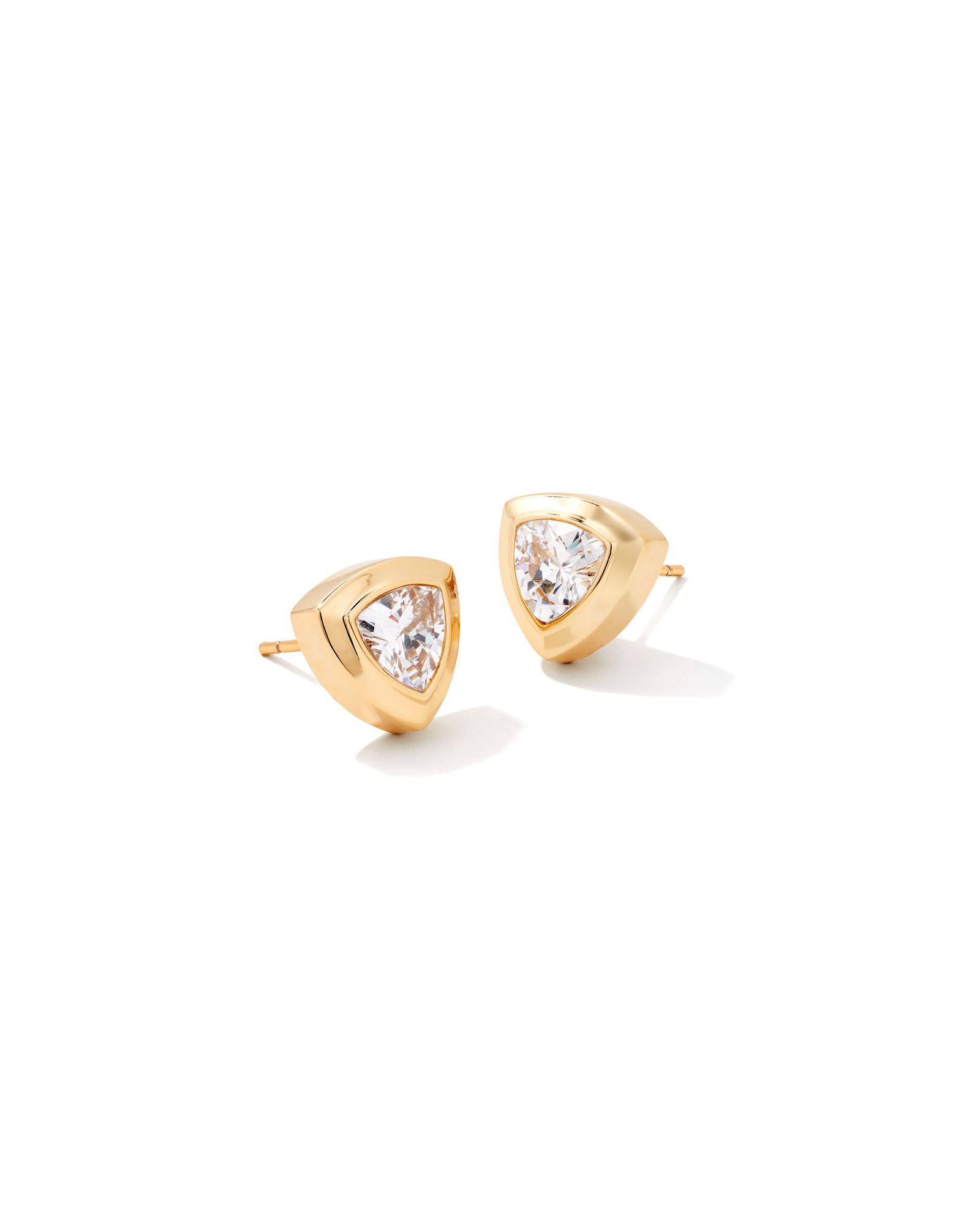 Arden Gold Stud Earrings in White Crystal | Kendra Scott
