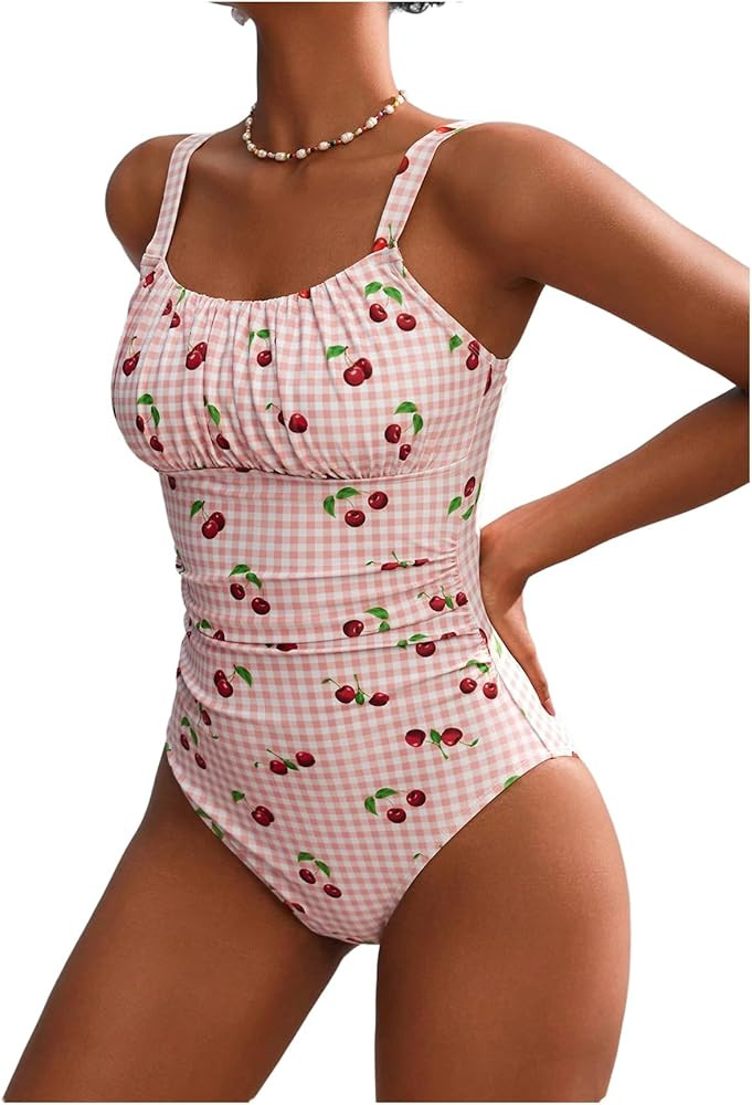 Women's Boho Floral Print One Piece Swimsuit Y2K Bathing Suits Swimwear Beachwear | Amazon (US)