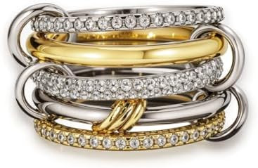 Statement Rings for Women, 18k Gold Plated Stackable Cubic Zirconia Rings, Silver Gold Multi Ring... | Amazon (US)