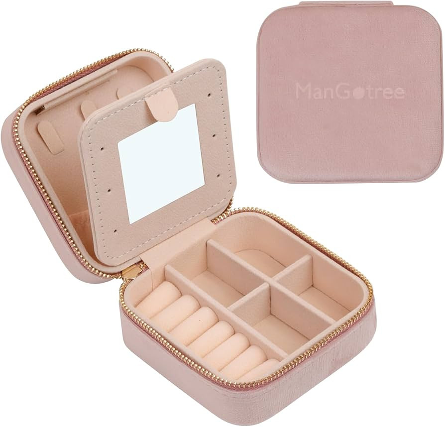 ManGotree Travel Jewelry Box, Velvet Jewelry Organizer Box with Mirror, Ideal Gifts for Women/Gir... | Amazon (US)