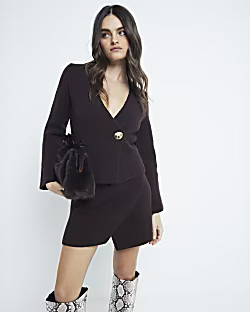 Brown Asymmetric Button up Cardigan | River Island (UK & IE)