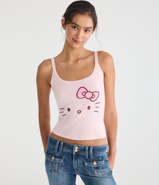 Hello Kitty | Aero Kitty Face Cropped Tank | Aeropostale