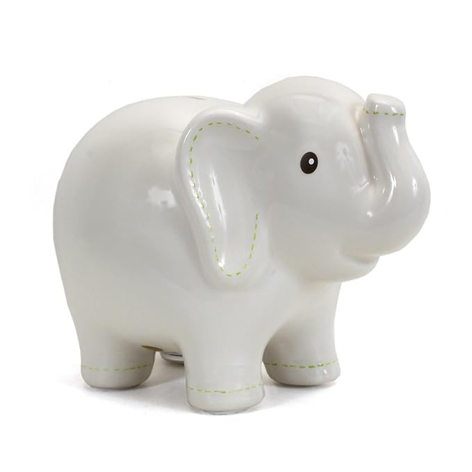 Child to Cherish Ceramic Stitched Elephant Piggy Bank, White | Amazon (US)