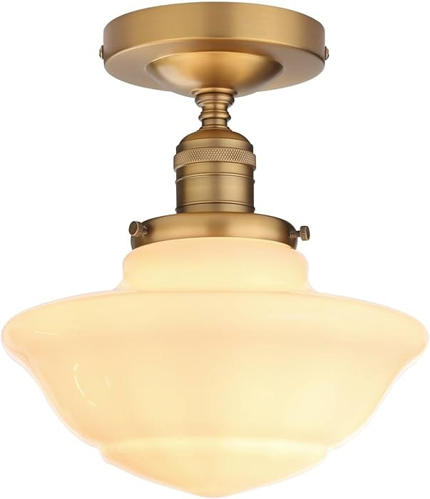 Pathson Vintage Flush Mounted Ceiling Lighting with Milk White Glass Shade, Mid-Century Style Cei... | Amazon (US)