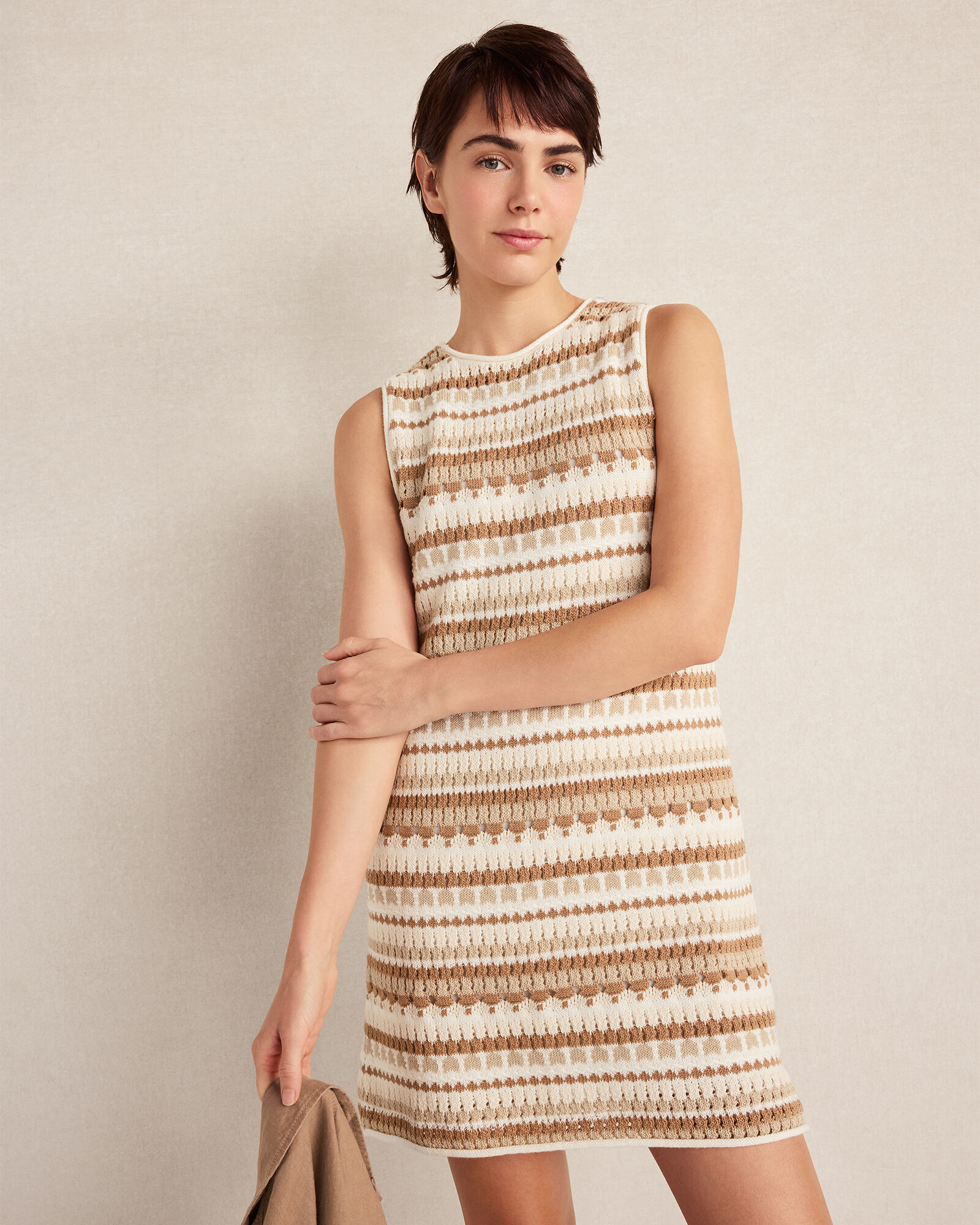 Cotton Textured Stripe Mini Dress | Haven Well Within