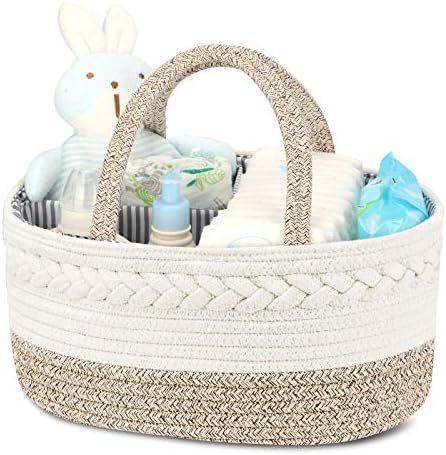 Diaper Caddy Organizer for Baby, Cotton Rope Diaper Basket Caddy, Changing Table Diaper Storage C... | Amazon (US)