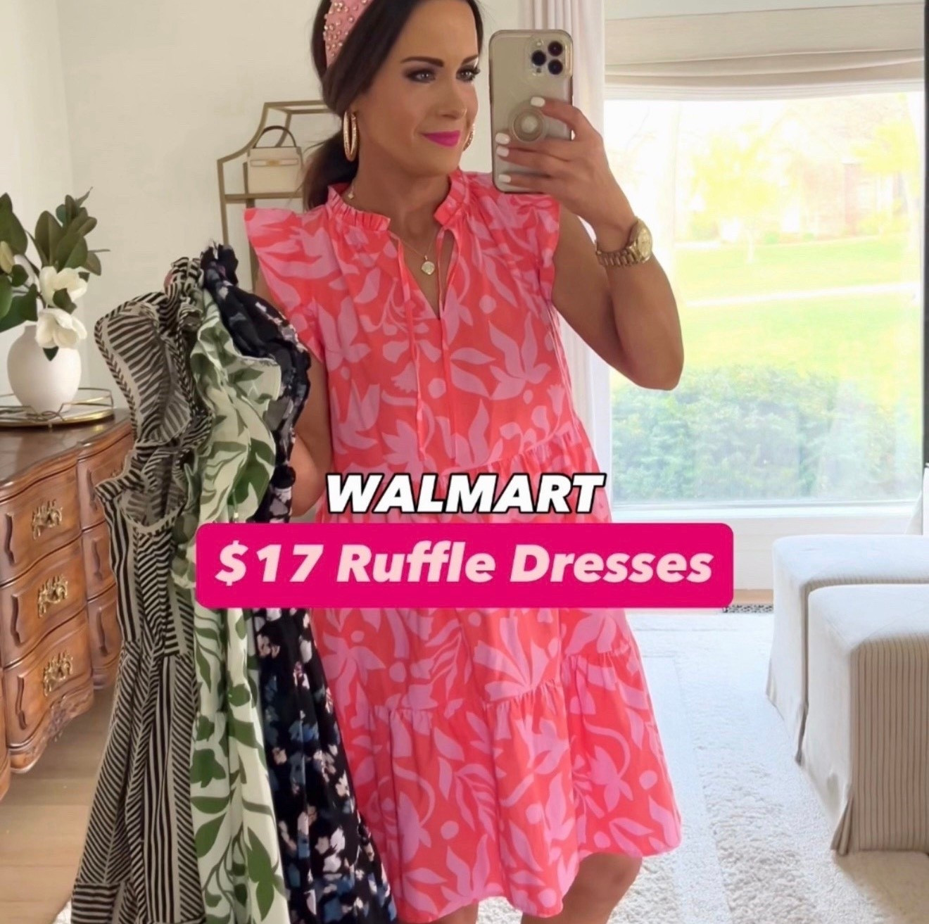 Ruffle dresses back in stock! Scroll to shop! Wearing XS so size down if between sizes. Follow for more! ♥️