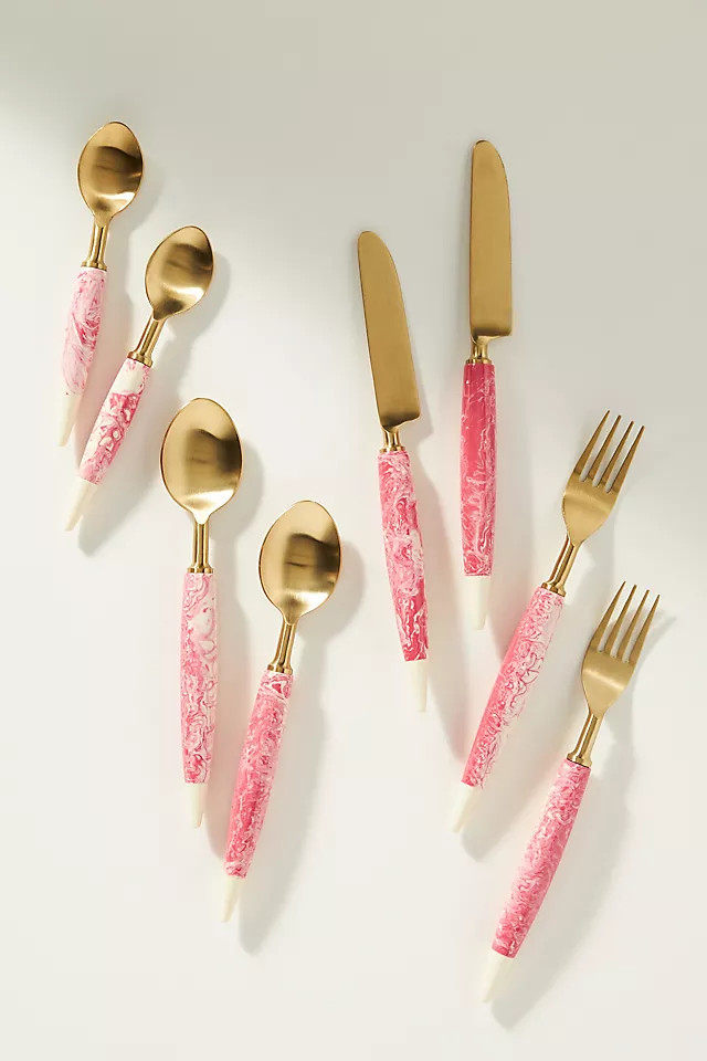 Kip&Co Marbled Flatware, Set of 8 | Anthropologie (US)
