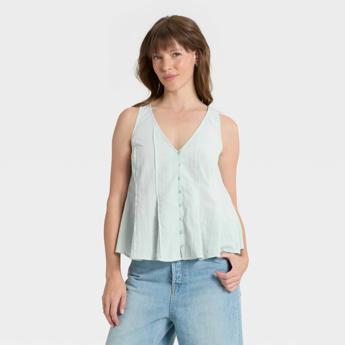 Women's Button-Down Pintuck Tank Top - Universal Thread™ | Target
