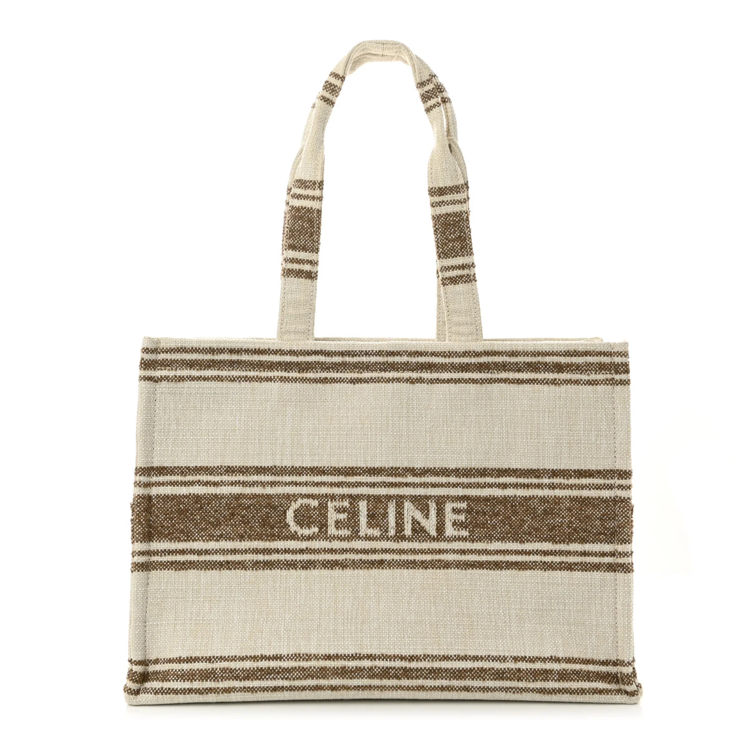 Celine Jacquard Striped Large Cabas Thais Tobacco Tan 1758970 | FASHIONPHILE (US)