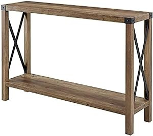 Walker Edison Sedalia Modern Farmhouse Metal X Entry Table, 46 Inch, Rustic Oak | Amazon (US)