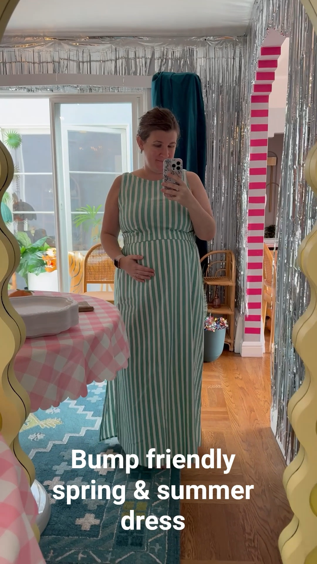 Perfect stripe spring and summer dress. It’s not a maternity dress but it’s very bump friendly in my third trimester and I can wear later as well! Cute for events this summer!

#LTKFindsUnder50 #LTKOver40 #LTKMidsize
