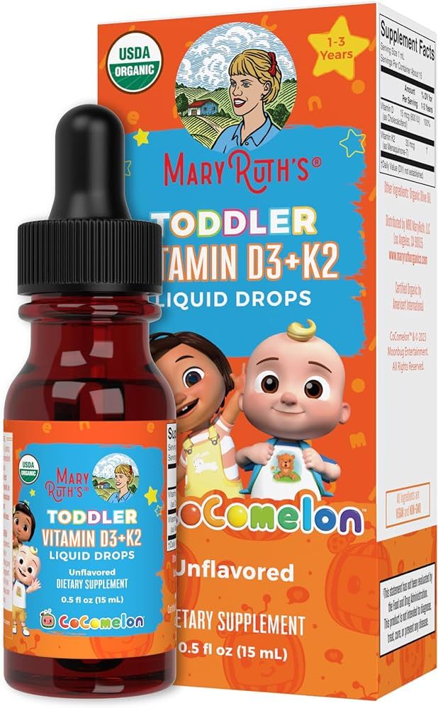 MaryRuth's CoComelon Vitamin D3 K2 Liquid Drops for Toddlers | Vitamin K2 D3 Supplement for Kids ... | Amazon (US)