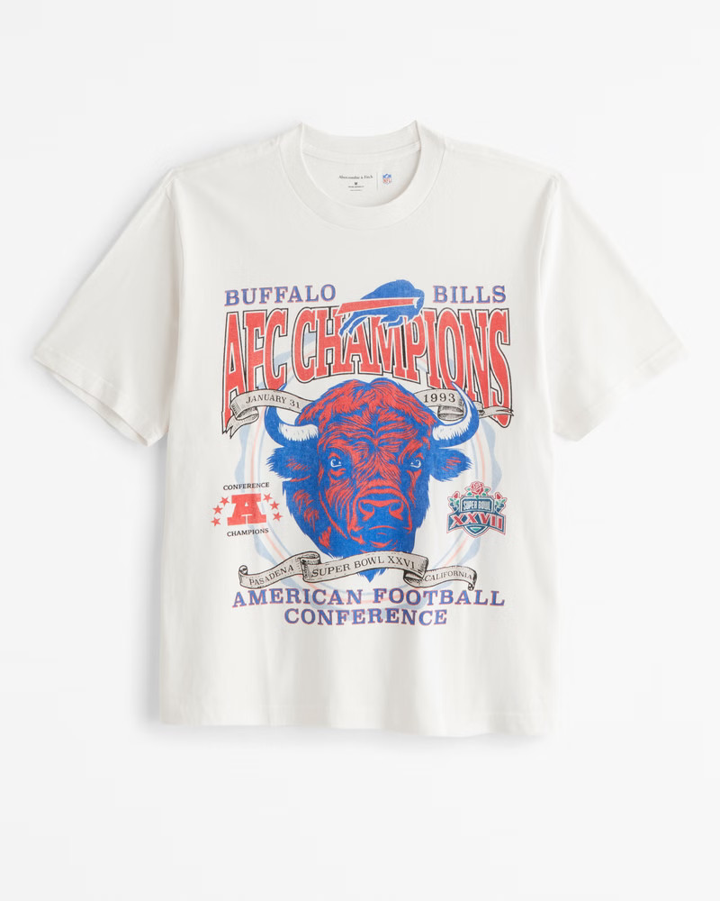 Abercrombie & Fitch Men's Buffalo Bills Vintage-Inspired Graphic Tee in Cream - Bills - Size XXL | Abercrombie & Fitch (US)