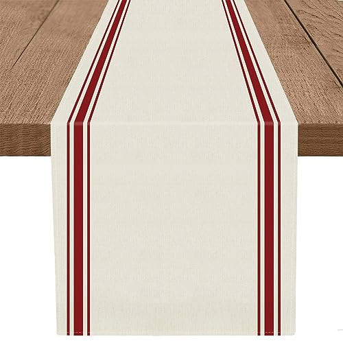 Christmas Table Runner Simple Stripe Merry Christmas Long Runners for Winter Xmas Home Kitchen Dining Table Decoration 13 x 36 Inch | Amazon (US)