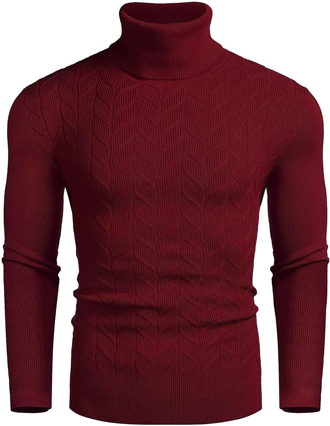 Slim Twist Pattern Turtleneck Knit Sweater (US Only) | Coofandy