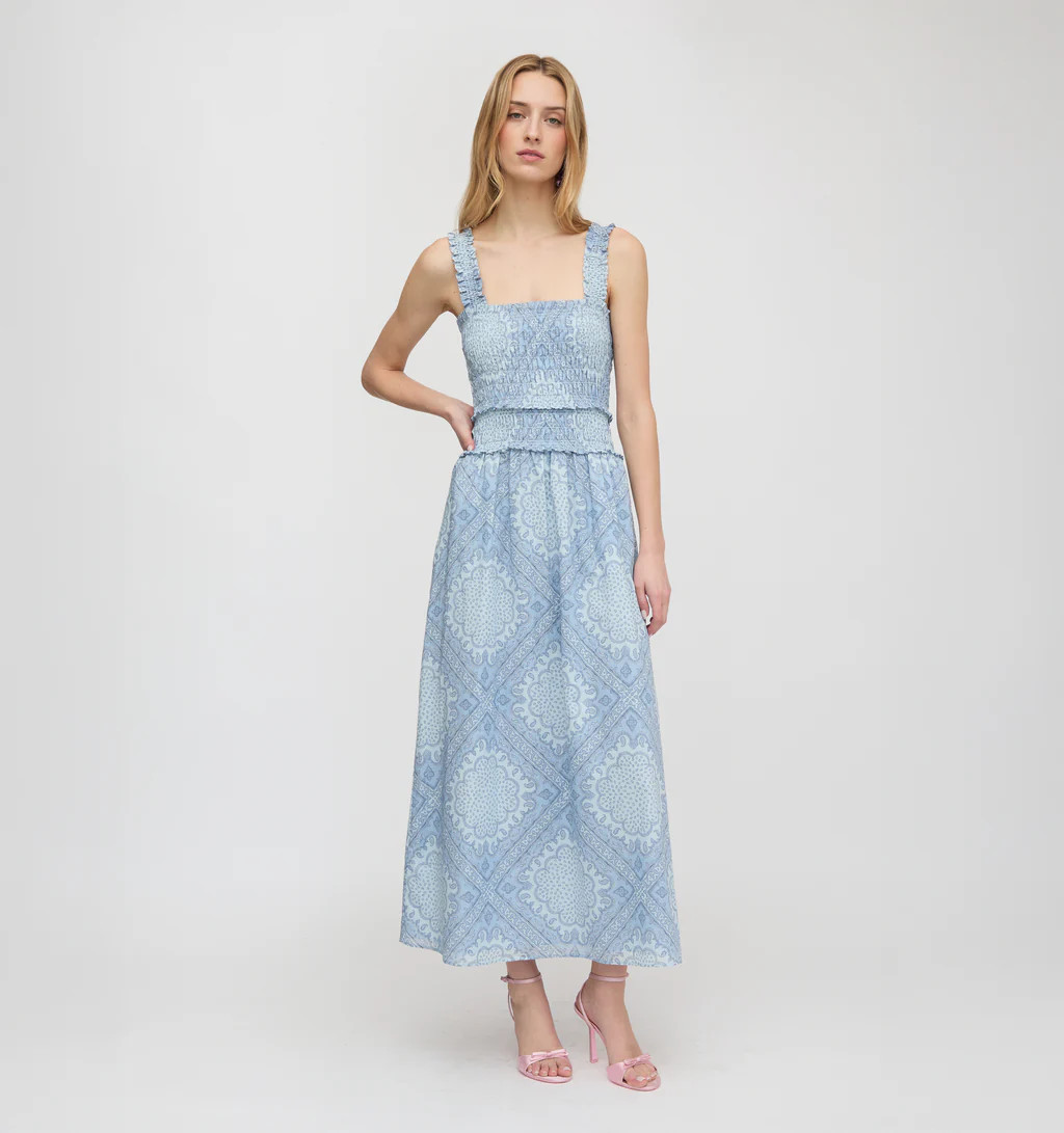 The Azalea Maxi Nap Dress - Dusty Blue Paisley Scarf | Hill House Home US